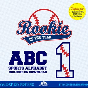 Rookie of the Year First Birthday SVG | Baseball Birthday Shirt, Birthday Boy Svg | Sublimation, DTF, Digital Cut Files - Svg Dxf Eps Png