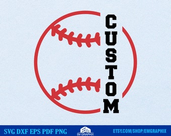 Marco de nombre dividido de béisbol SVG: Clipart deportivo (descarga digital)