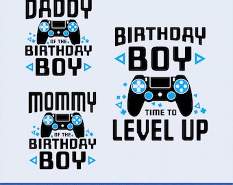 Gamer Birthday Family Shirts SVG: Video Game Level Up Designs (Digital Files)