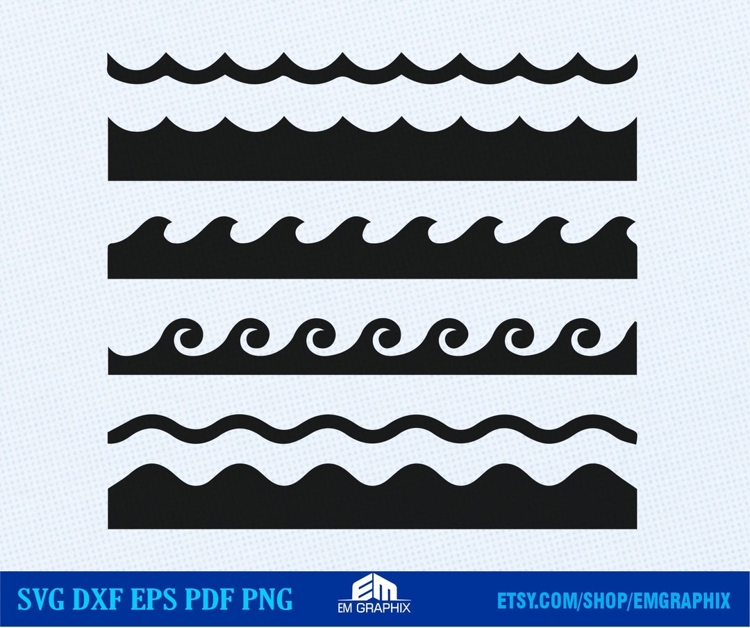 Waves SVG Water Wave SVG Files for Cricut, Silhouette, Ocean Waves PNG