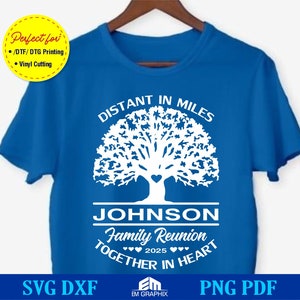 Family Reunion Svg, Distant in Miles, Together in Heart | Customizable Family Shirt Template Svg Png, Cricut, Silhouette Cut Files