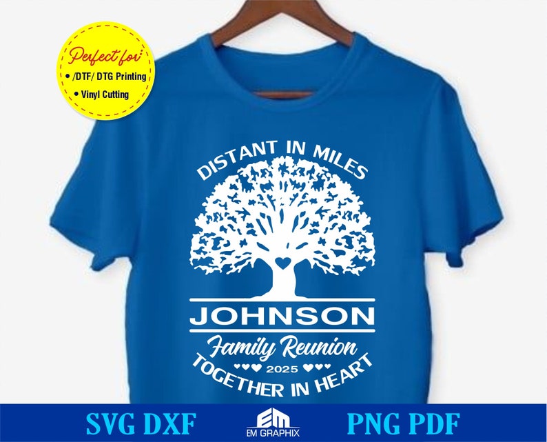 Family Reunion Svg, Distant in Miles, Together in Heart | Customizable Family Shirt Template Svg Png, Cricut, Silhouette Cut Files