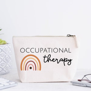 Occupational Therapy makeup pouch, Small zippered tote gift for Occupational Therapist, Makeup bag Stocking Stuffer, Scrunchie holder