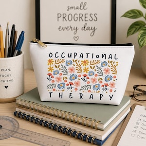 Ergotherapie Florale Reißverschlusstasche, Buntes OT Geschenk für Therapeuten, T-Bottom Therapie-Tool Kit Tasche für OT Zubehör, OT Wertschätzung