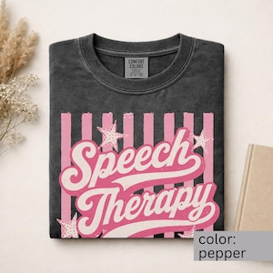 Retro Collegiate Speech Therapy Shirt, SLP Comfort Colors T-shirt, Graphic Tee for Speech Language Pathologist or SLP Student Gift