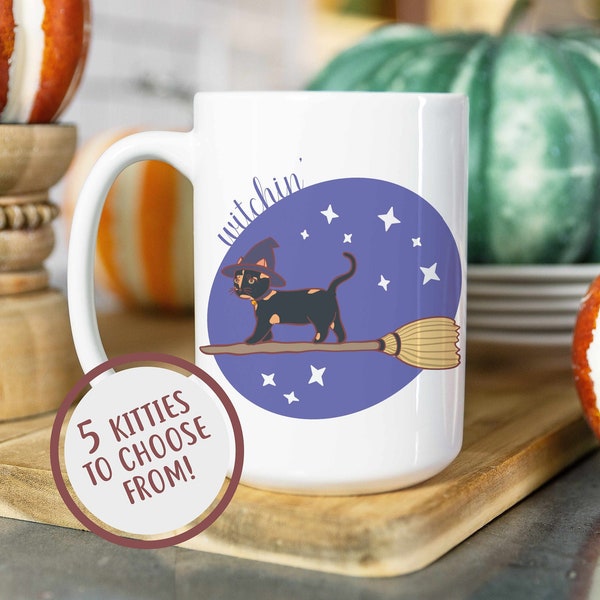 Halloween Tortoiseshell Cat Mug, Tortoiseshell Cat Mom Mug, Holiday Tortoiseshell Cat Gift Idea, Cute Cat Mug