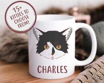 Custom Tuxedo Cat Mug, Cat Mom Gift, Personalized Coffee Mug, Cat Lover Mug