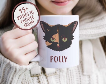 カスタムべっ甲猫マグカップ、猫ママへのギフト、パーソナライズコーヒーマグカップ、猫好きマグカップ