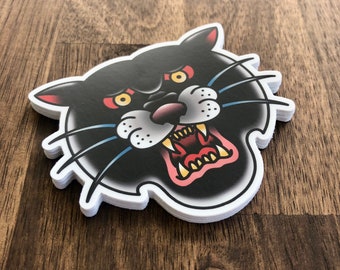 Old School Tattoo Style Black Panther Vinyl Sticker