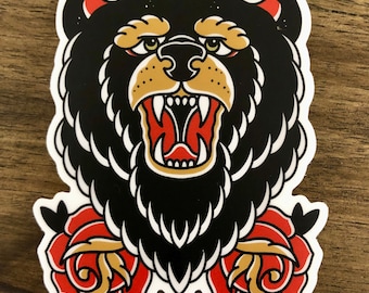 Traditional Bear vinyl sticker