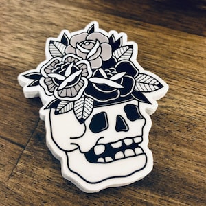 Skull vase vinyl sticker