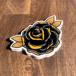 Tattoo Style Black Rose Vinyl Sticker