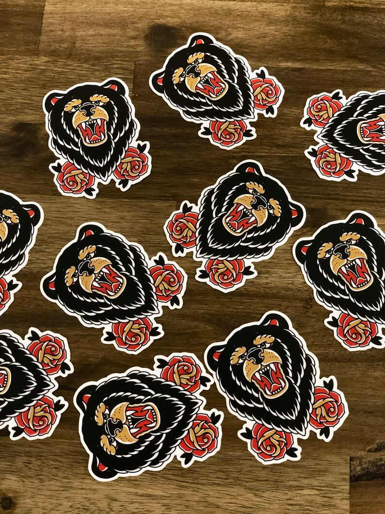 Traditional Bear Vinyl Sticker - Etsy