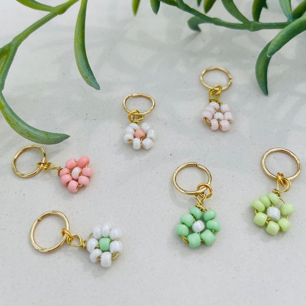 Beaded Daisy Hair Charms, Braid Rings, Loc Jewelry