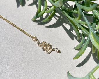 Gold serpent necklace • Dainty Snake Necklace • Layering Necklace • Snake Pendant • Gold Snake Jewelry • Reptile Necklace