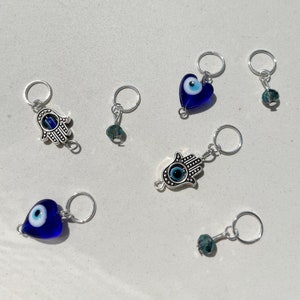 Evil eye hair charm set, loc jewelry, bohemian hair rings, braid rings