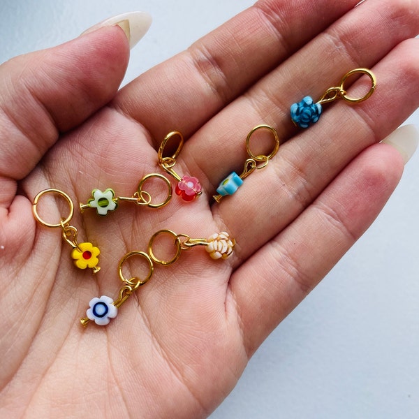 Millefiori Flower Hair Charms, Hair Jewelry, Loc Jewelry, Braid Rings