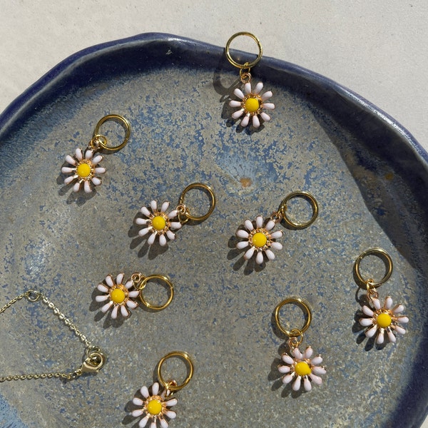 Daisy Flower Hair Rings, loc jewelry, bohemian hair charms, braid rings, hair jewelry