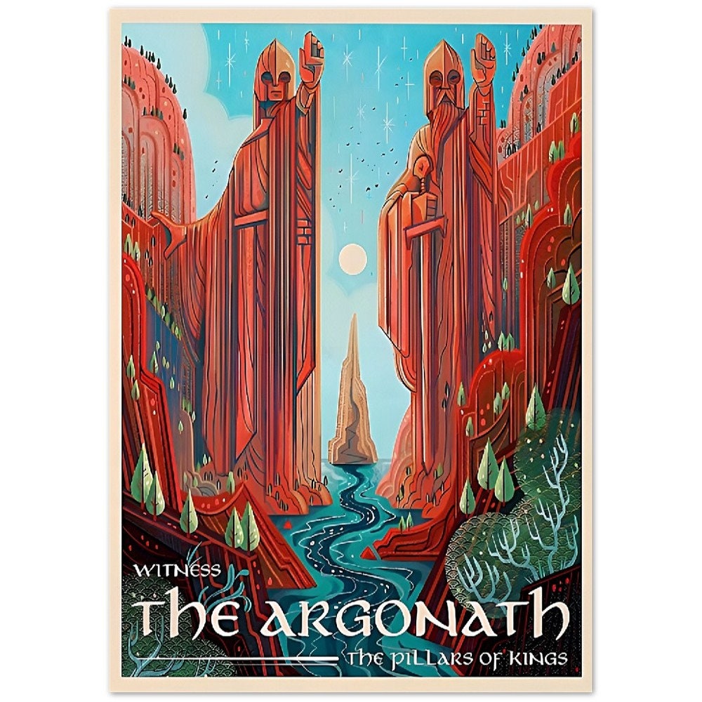Lord Of The Rings Poster LOTR The Argonath Retro Travel Wall Art