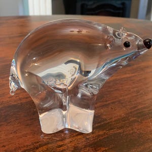 Vintage Glass Murano Pilar Bear Figurine | Signed |
