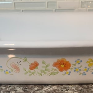 Vintage Wild Flower Corning Ware 13&quot; Rectangular Roaster | A-21 | Range, Oven, Microwave Safe |