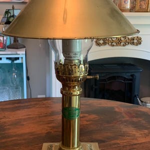 Vintage Orient Express Brass Lamp | Glass Lamp | Adjustable Shade |