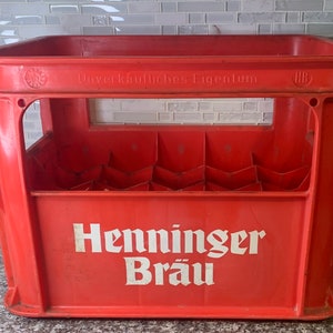 Vintage Red Henninger Brau Frankfurt Bier Kunststoffkiste Box | Selten |