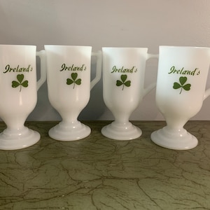 Vintage Set of 4 Milk Glass Irish Coffee Cups  | Great Condition!