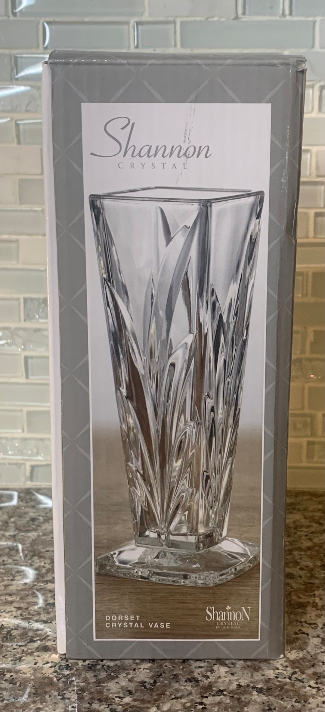 Dorset by Shannon Crystal 8 Inch Square Crystal Vase With Box Etsy