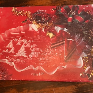 Vintage Mikasa Christmas Story Oval Canape Serving Tray | Frosted | Holiday Theme | Ruffled |