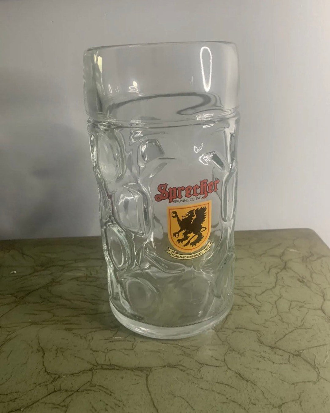 Sprecher Brewing Beer Mug 1L Liter Glass Dimpled Heavy Stein Etsy