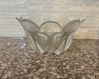 Vintage Anchor Hocking Crystal Wexford Glass Centerpiece Footed Bowl