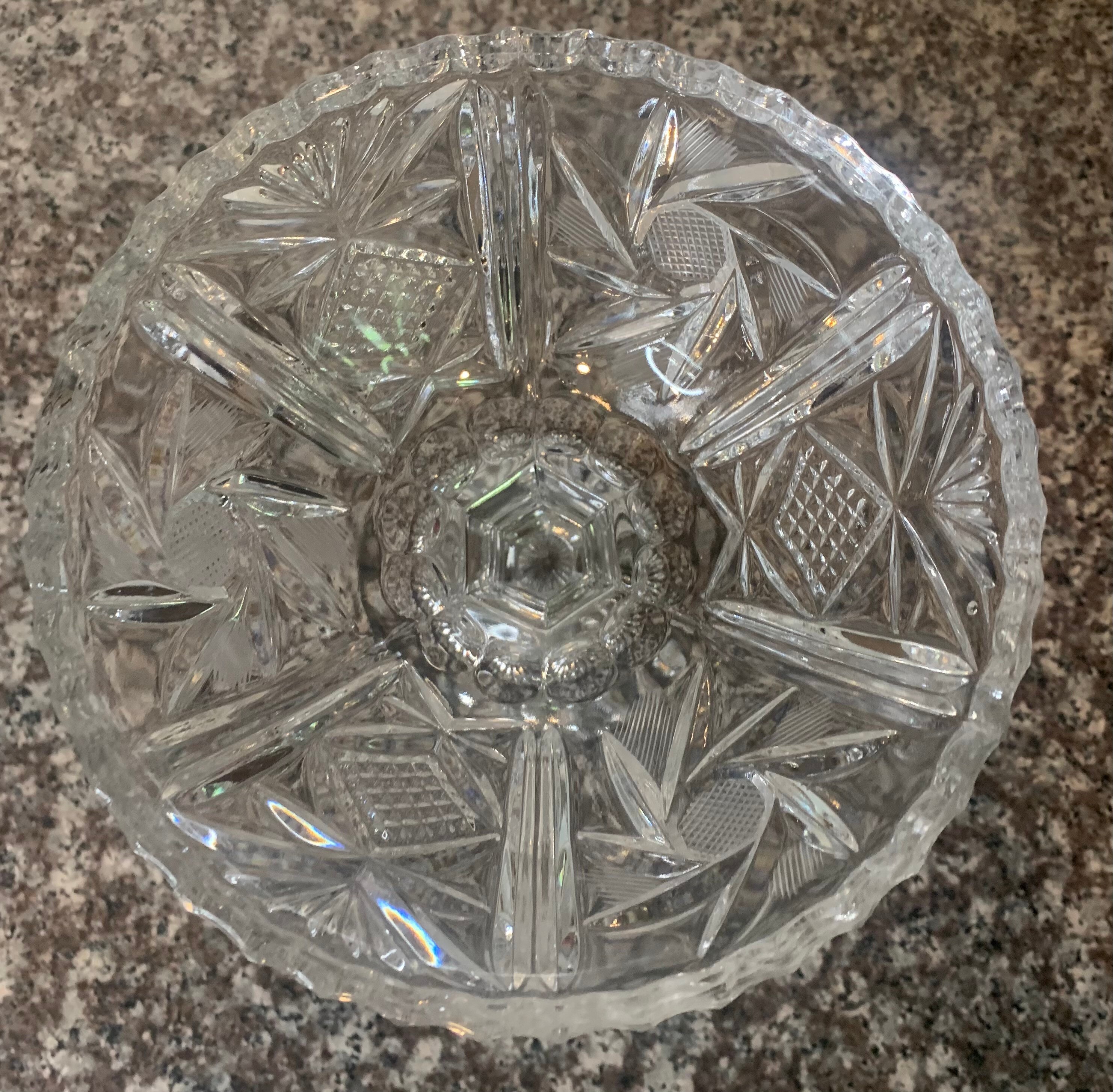 Vintage Cut Lead Crystal Compote/apothecary Jarcut Pinwheel Etsy