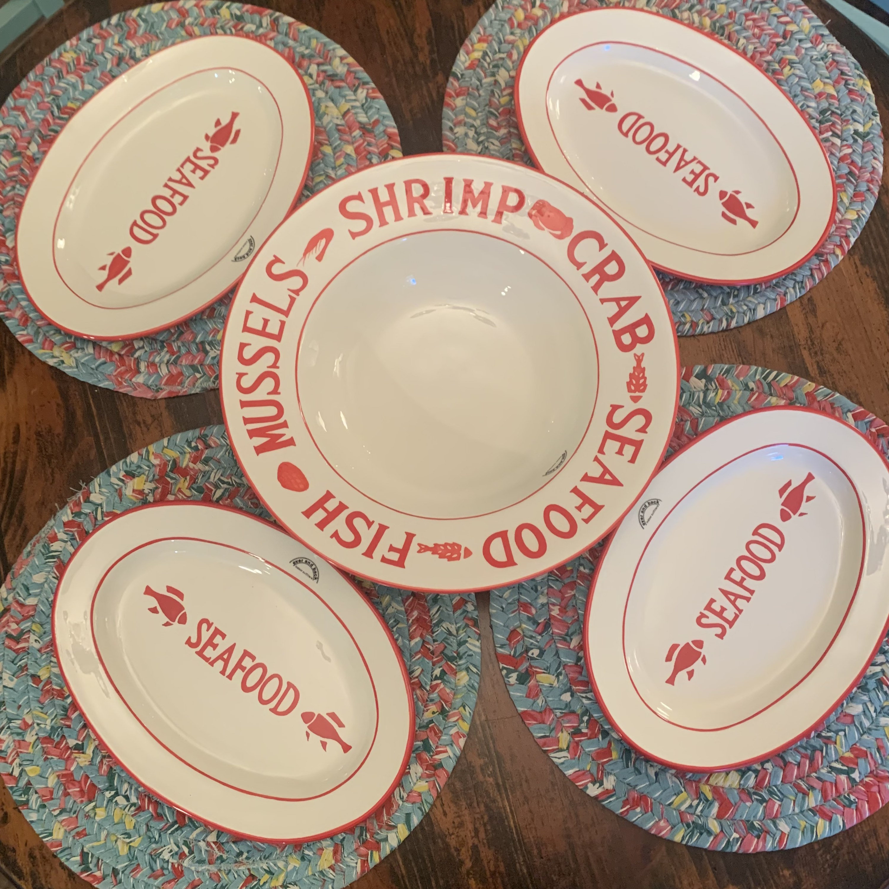 Over and Back Indoor Outfitters 5 Piece Seafood Serving Set Etsy