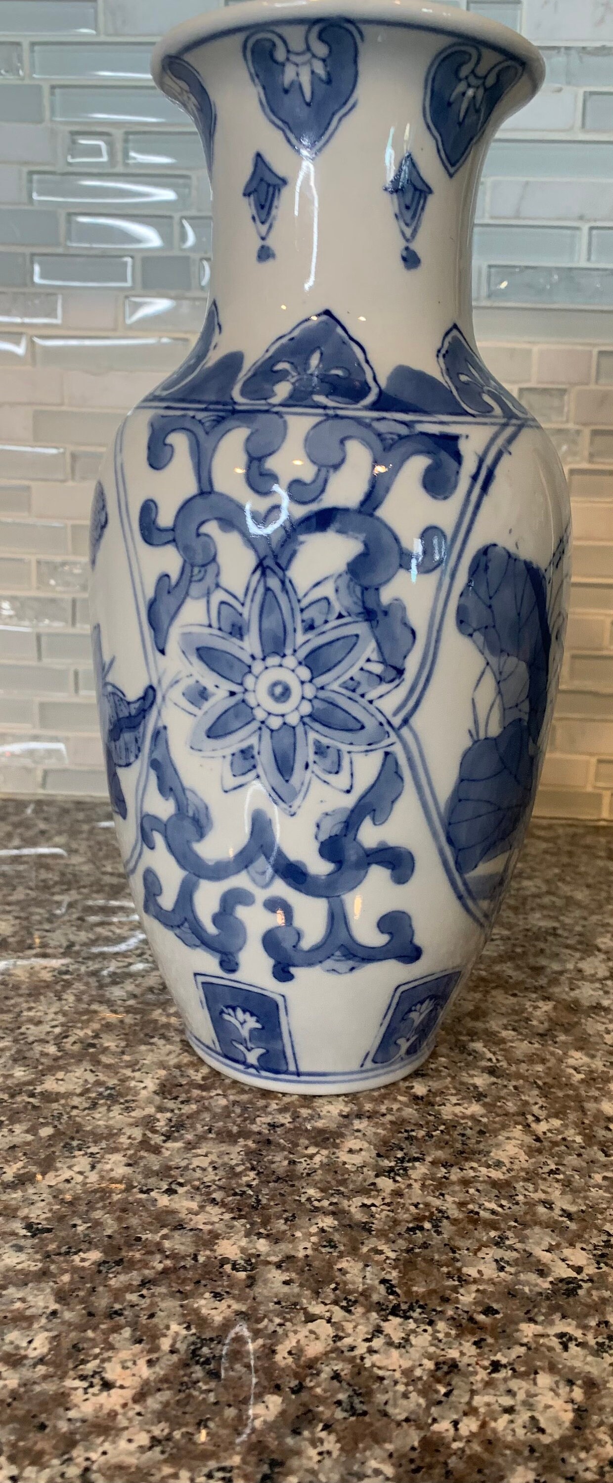 Vintage Chinoiserie Blue and White Porcelain Floral Vase With - Etsy