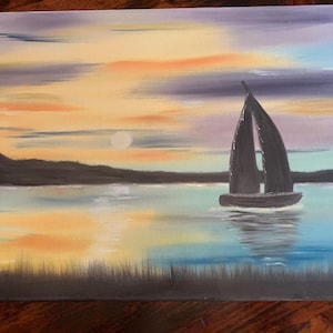 Original Painted Canvas Artwork | 16x20 Inches | Handcrafted | Sailboat |