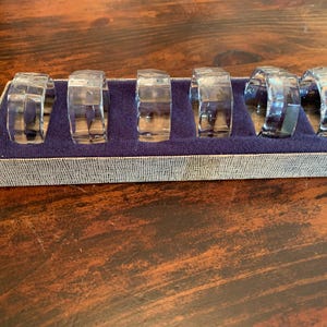 Juego antiguo de 6 servilleteros de cristal MCM / Alemania Occidental / Caja original / Como nuevo /