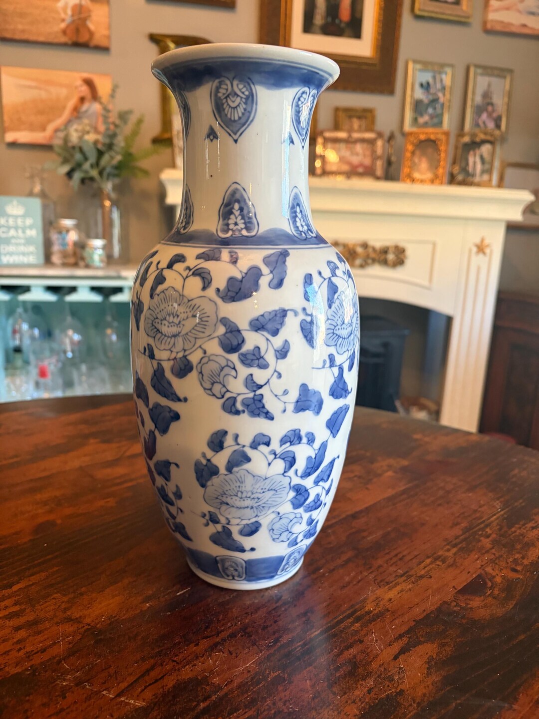 Vintage Chinoiserie Blue and White Porcelain Floral Vase - Etsy Canada