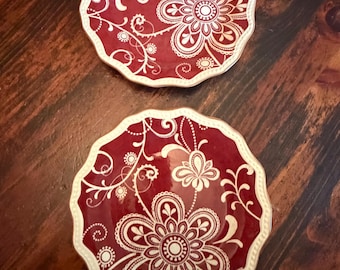 Rare Set of 2 Appetizer Plates by Pier 1 | Maribeth | Discontinued | Red |