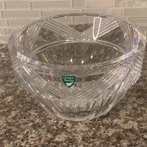 Vintage Orrefors Sweden Swedish Crystal Bowl, Candy Dish Signed & Numbered Heavy | Original Sticker |