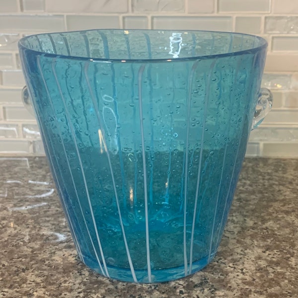 Blue Murano Glass Ice Bucket by Venini for Disaronno of Italy