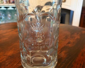 Jarra de cerveza de vidrio con hoyuelos de 1 litro de Hofbräuhaus HB