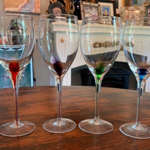 Discontinued Set of 4 Pier 1 Teardrop Wine Glasses | Red | Green | Purple |  Blue | W2 | - Etsy