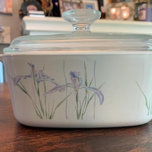 Vintage vierkante braadpan van 1,5 kwart gallon van Corning | Schaduwiris | A-1 1/2-B |