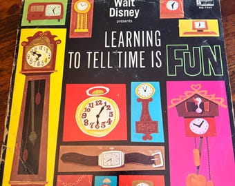 Antique Disneyland Records “Learning to Tell Time is Fun” Vinyl | Walt Disney | 1964 | LP |