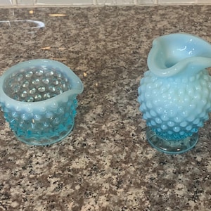 Vintage Set of Fenton Hobnail Blue Opalescent Pieces – 1939-1955