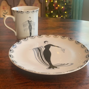 Vintage Set of 2 High Society by Seymour Mann Pieces - Coffee Mug and Plate, RARE - 1981