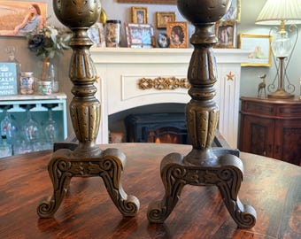 Andares de hierro fundido estilo bala de cañón vintage / Soporte para leña en forma de L para chimenea