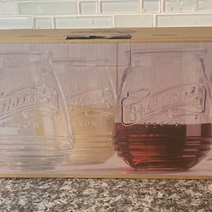 New In Box - Original Mason Stemless Wine Glasses | Set of 4 |  21 Ounces | NIB |