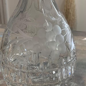 Vintage Hofbauer Fine Crystal Decanter | Grapes |  Stopper |